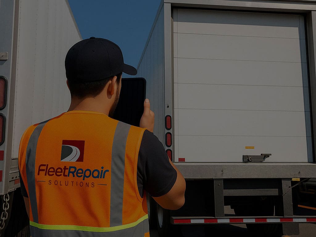 Fleet Repair Solutions technician using advanced diagnostic tools for fleet maintenance.